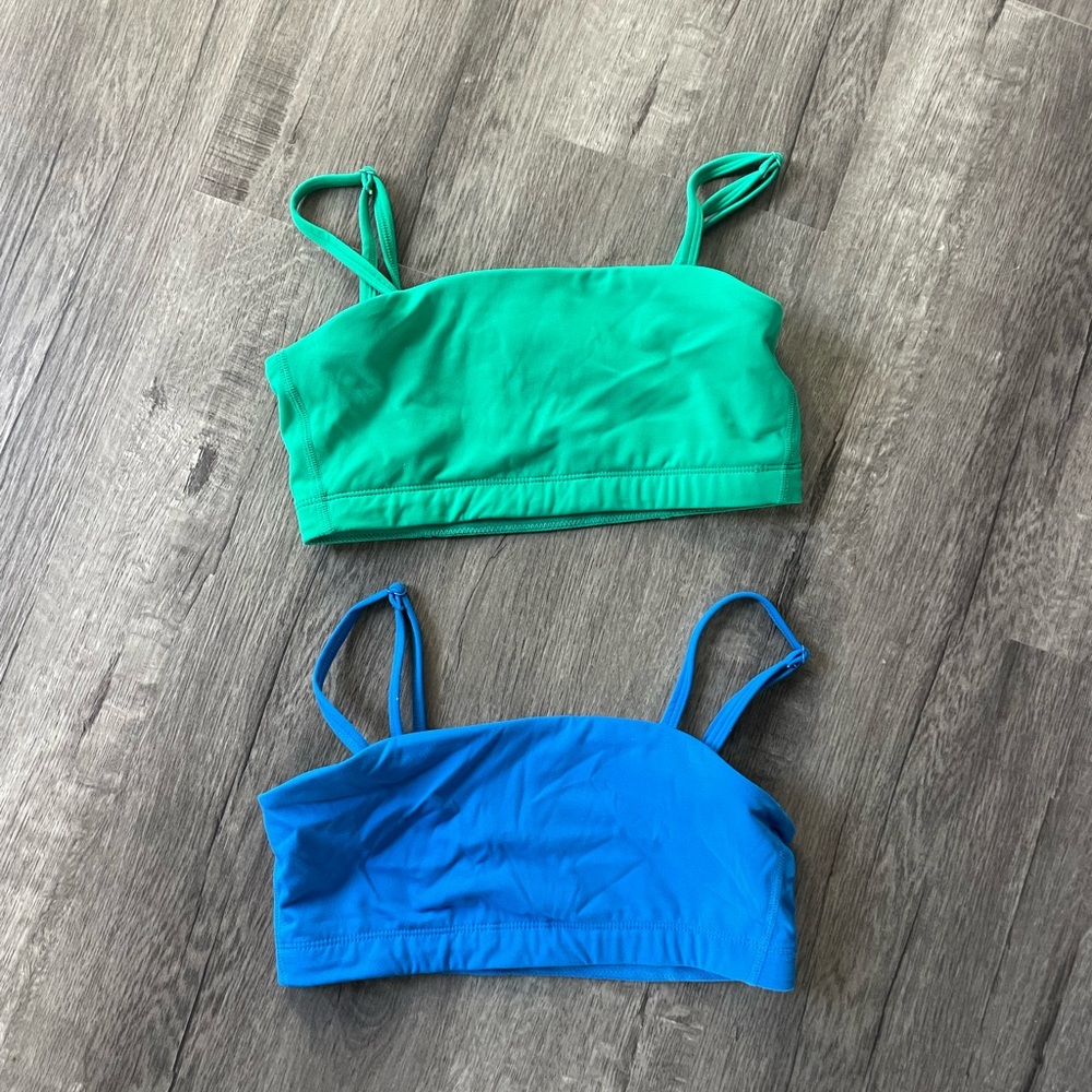 Bandeau Sports Bras - Green and Blue